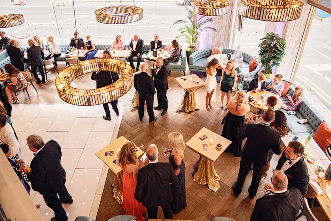 Wide view of the full Artezzan restaurant available for exclusive venue hire